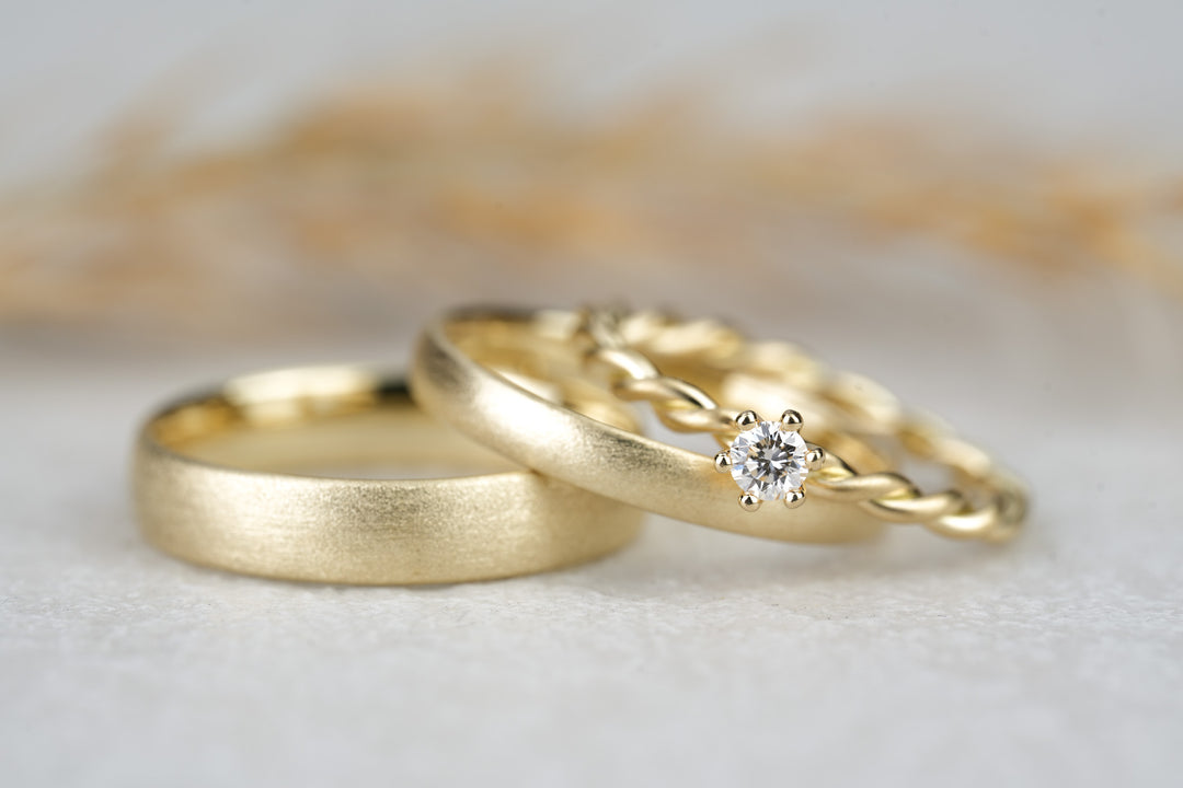 Eheringe Gold Set 585 mit Verlobungsring
