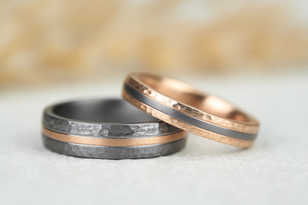 Eheringe Tantal Rosegold Kombination strukturiert