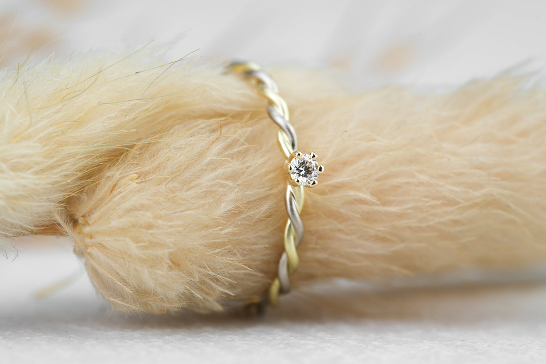 Brillant Verlobungsring Gelbgold Weißgold 585 Gold