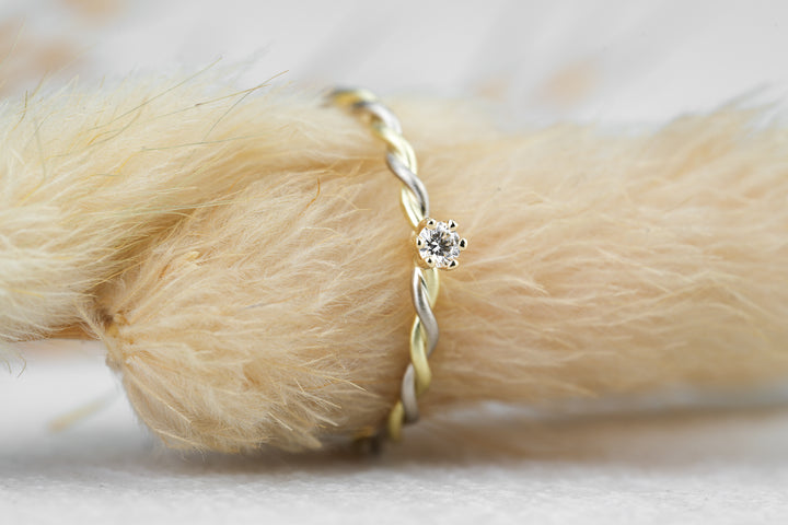 Brillant Verlobungsring Gelbgold Weißgold 585 Gold