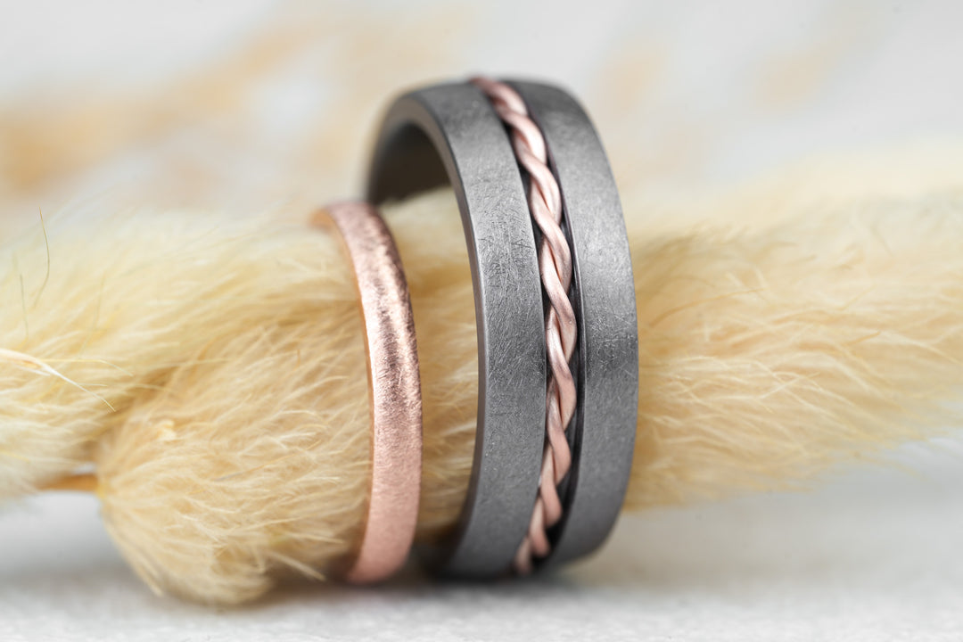 Eheringe Chain Rosegold Tantal keltisch