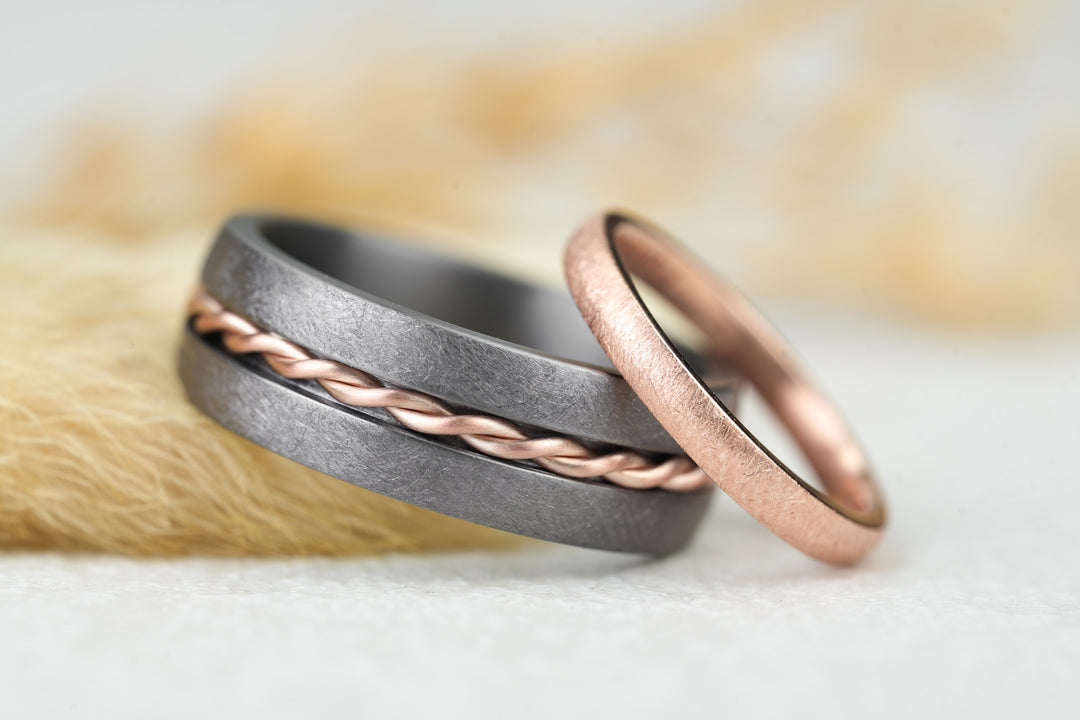 Eheringe Chain Rosegold Tantal keltisch