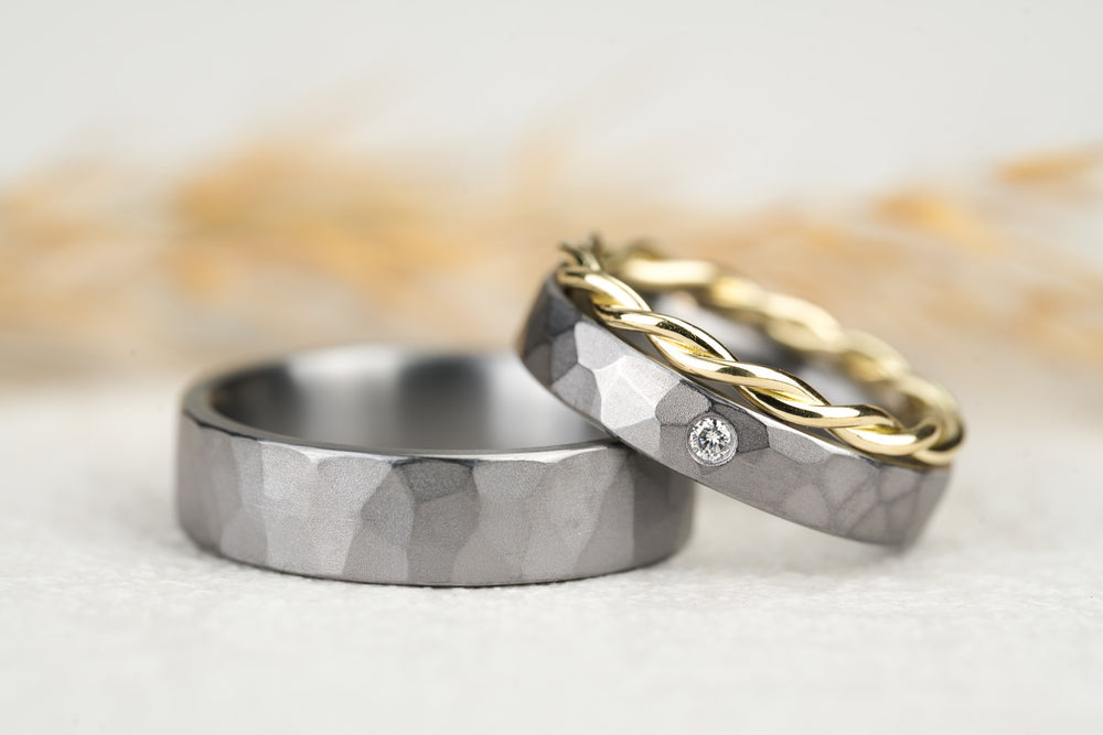 Eheringe Tantal Set mit Vorsteckring Gold