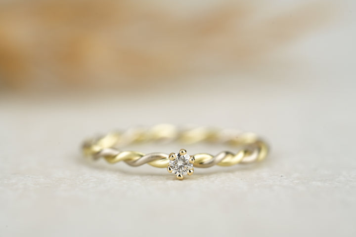 Verlobungsring Kordelring Weißgold Gelbgold Bicolor