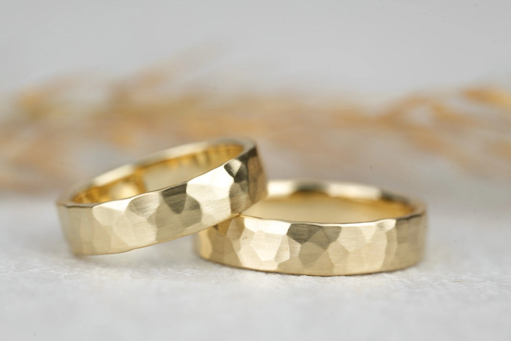 vintage Eheringe Gelbgold 585 breit matt kantig