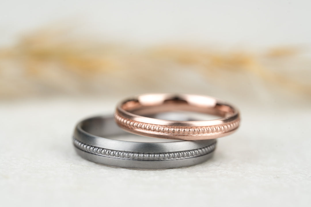 Eheringe Tantal Millgriff mit Rosegold Damenring matt