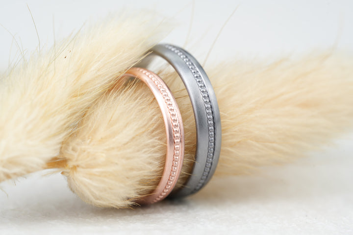 Tantal Herrenring Maennerring mit Damenring in Rosegold schmal