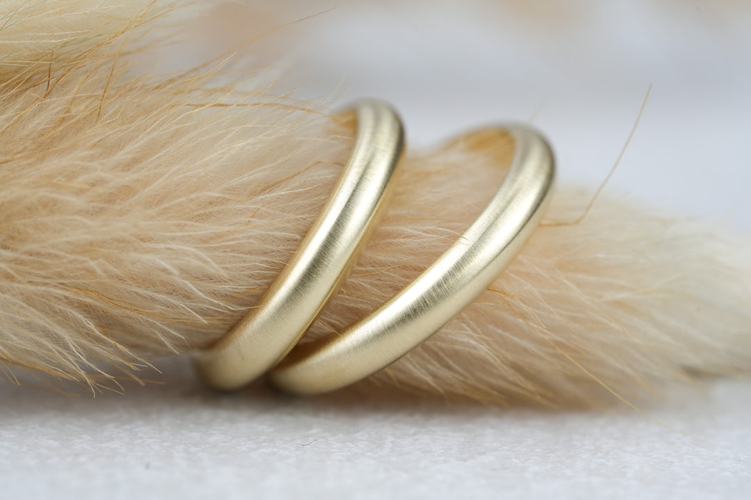 Trauringe Paar 585 Gold Gelbgold vintage matt