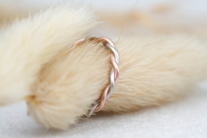 besonderer Vorsteckring Platin 900 Rosegold 585 Bicolor