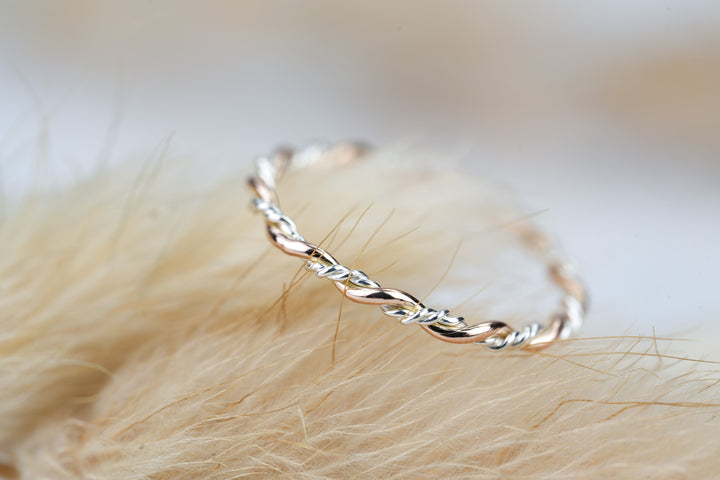schmaler Vorsteckring Gold Silber Rose